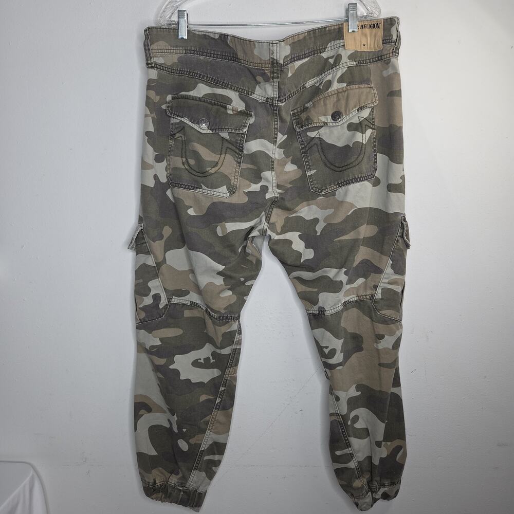 True Religion Joggers Pants Mens 40 Green Camo Denim